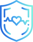 An icon of a sheild with a inlaid heart on the center of the sheild.