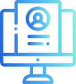 An image of a computer with a profile document superimposed over the computer screen.