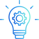 An image of a shining lightbulb with a gear encased inside of it.