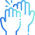 Two hands high-fiving each other with lines indicating the clap sound made on contact.